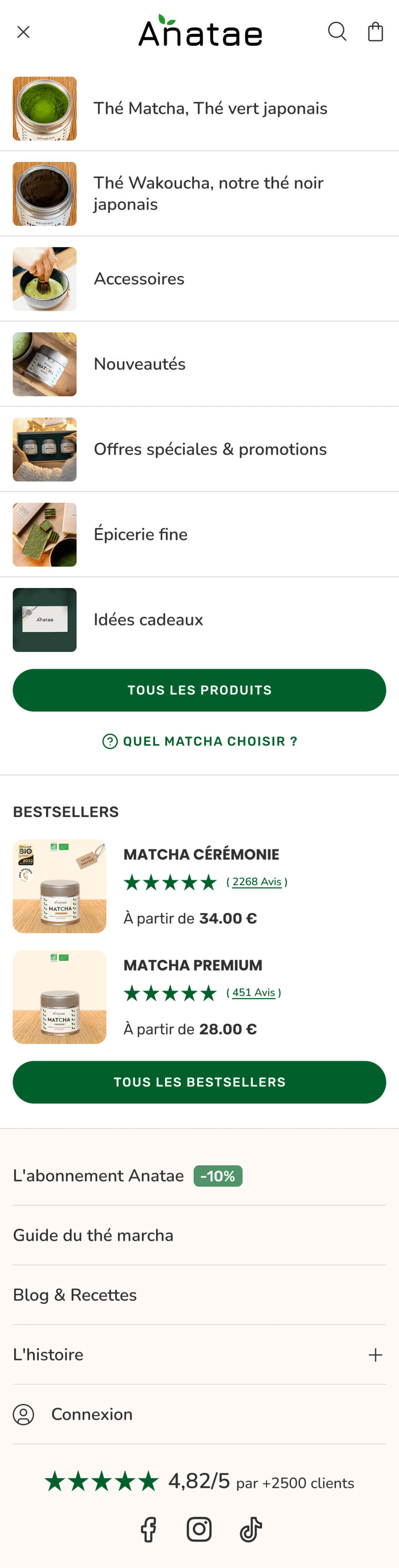 Menu example - Anatae