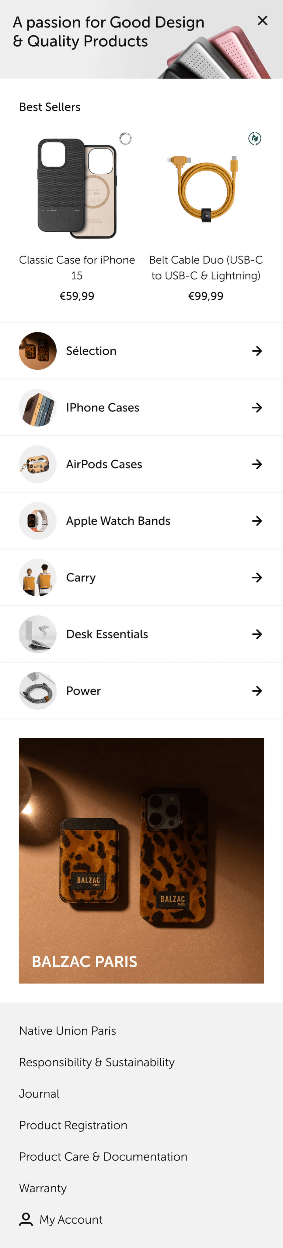 Menu example - Native Union